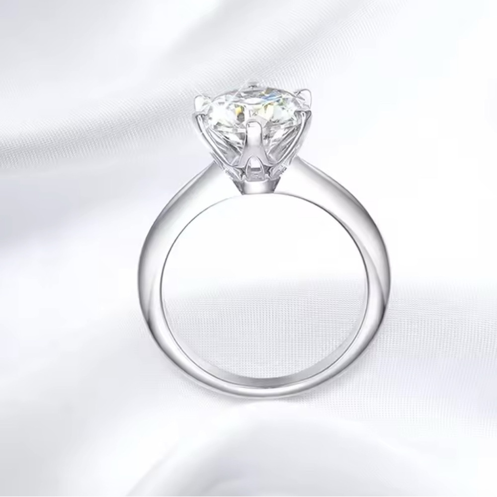 925 Sterling Silver Set “White Gold Look” Moissanite Rings for Women Size 7.5 - Picture 17 of 17